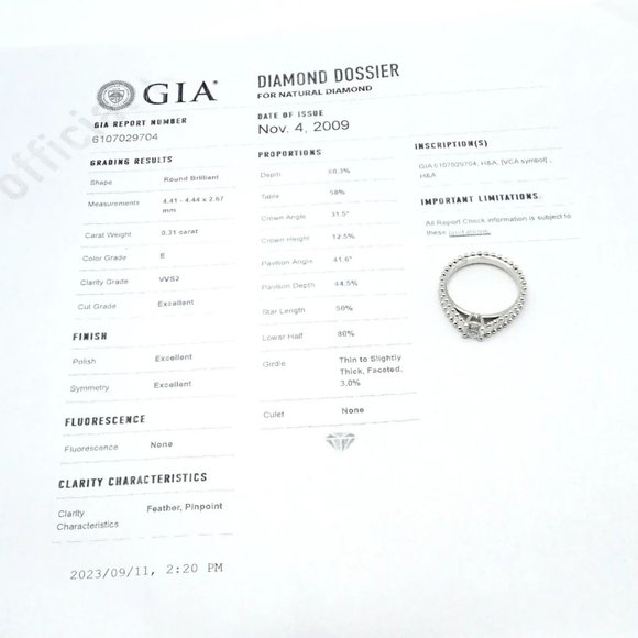 Authentic! Van Cleef & Arpels Estelle Platinum .31ct Diamond Solitaire Ring GIA - Picture 9 of 11